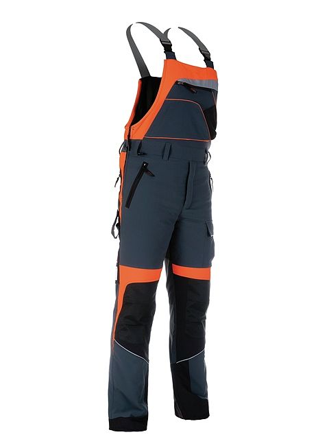 Strečové protipořezové laclové kalhoty Profesional Forestprofi šedo-oranžové