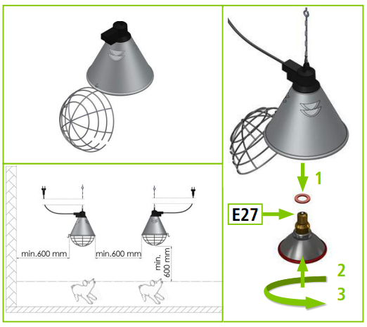 Vyhřívací infralampa 250W 5m Kerbl (K1636300210)