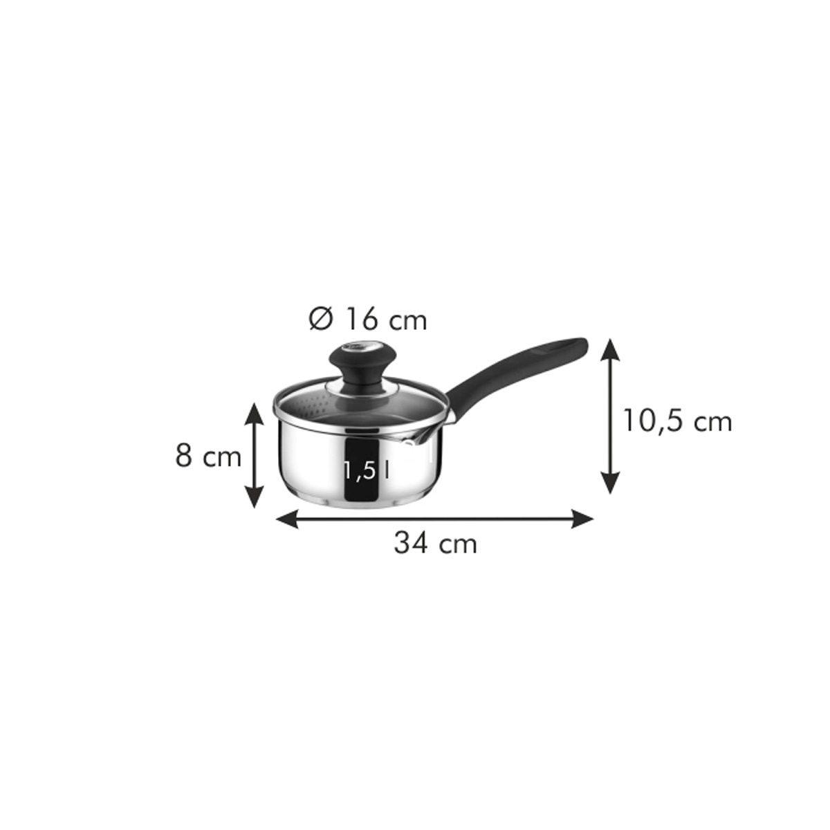 Rendlík PRESTO s nálevkou a poklicí pr. 16 cm, 1,25 l