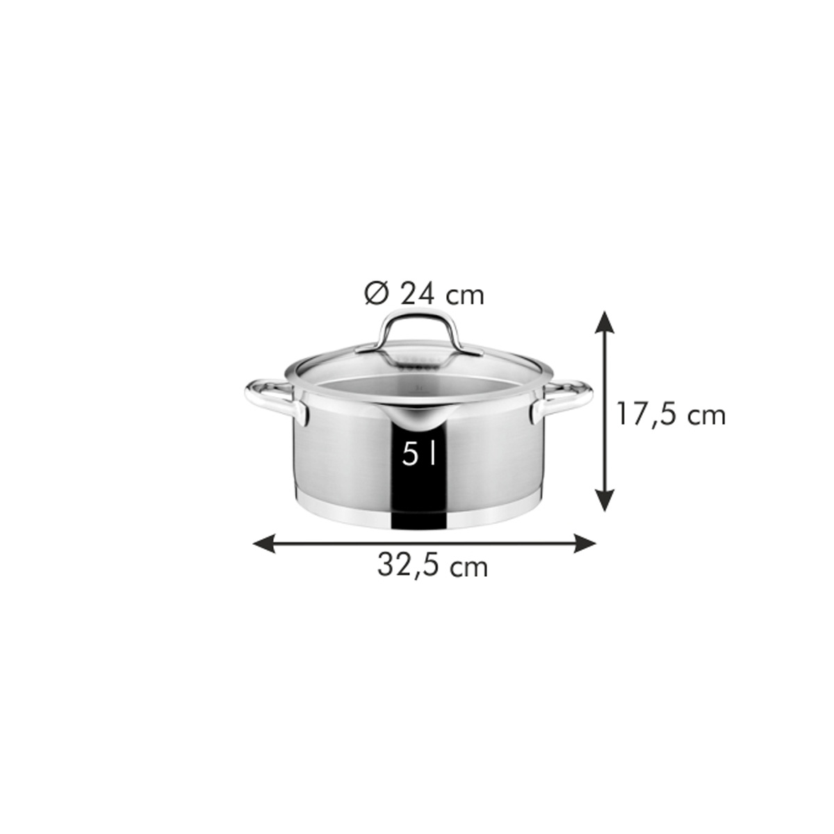 Kastrol PRESIDENT s cedicí poklicí pr. 24 cm, 5,0 l
