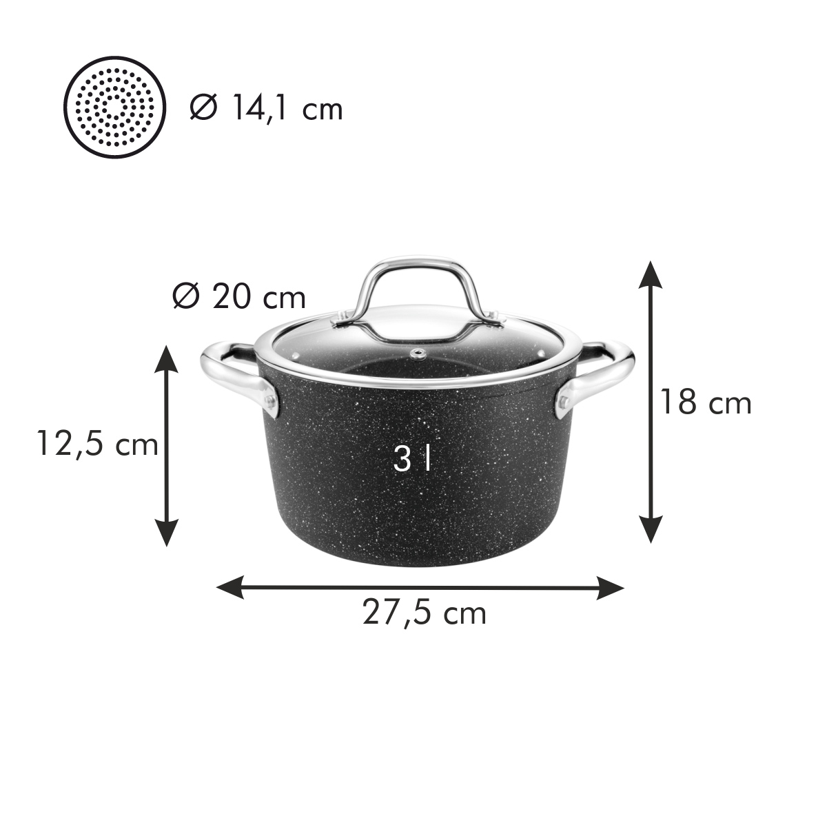 Hrnec PRESIDENT Stone s poklicí pr. 20 cm, 3,0 l