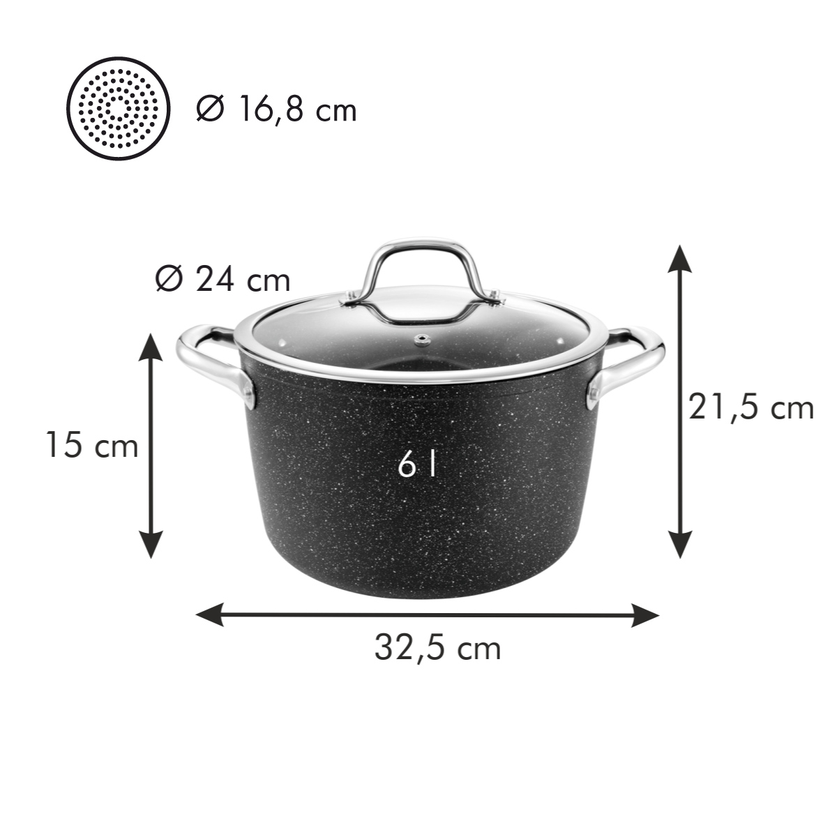 Hrnec PRESIDENT Stone s poklicí pr. 24 cm, 6,0 l
