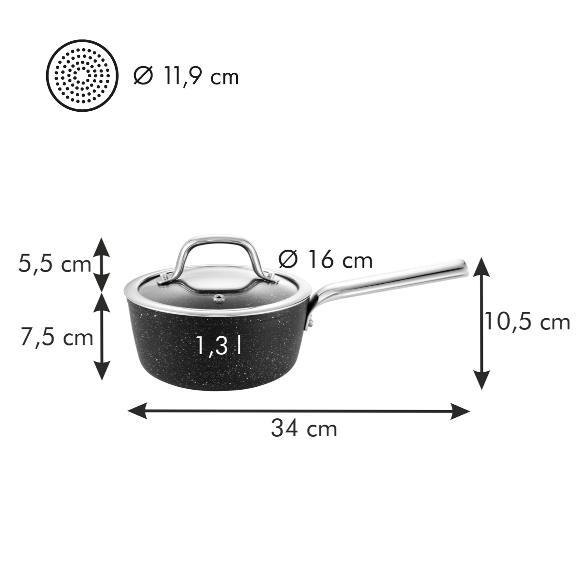 Rendlík PRESIDENT Stone s poklicí pr. 16 cm, 1,3 l