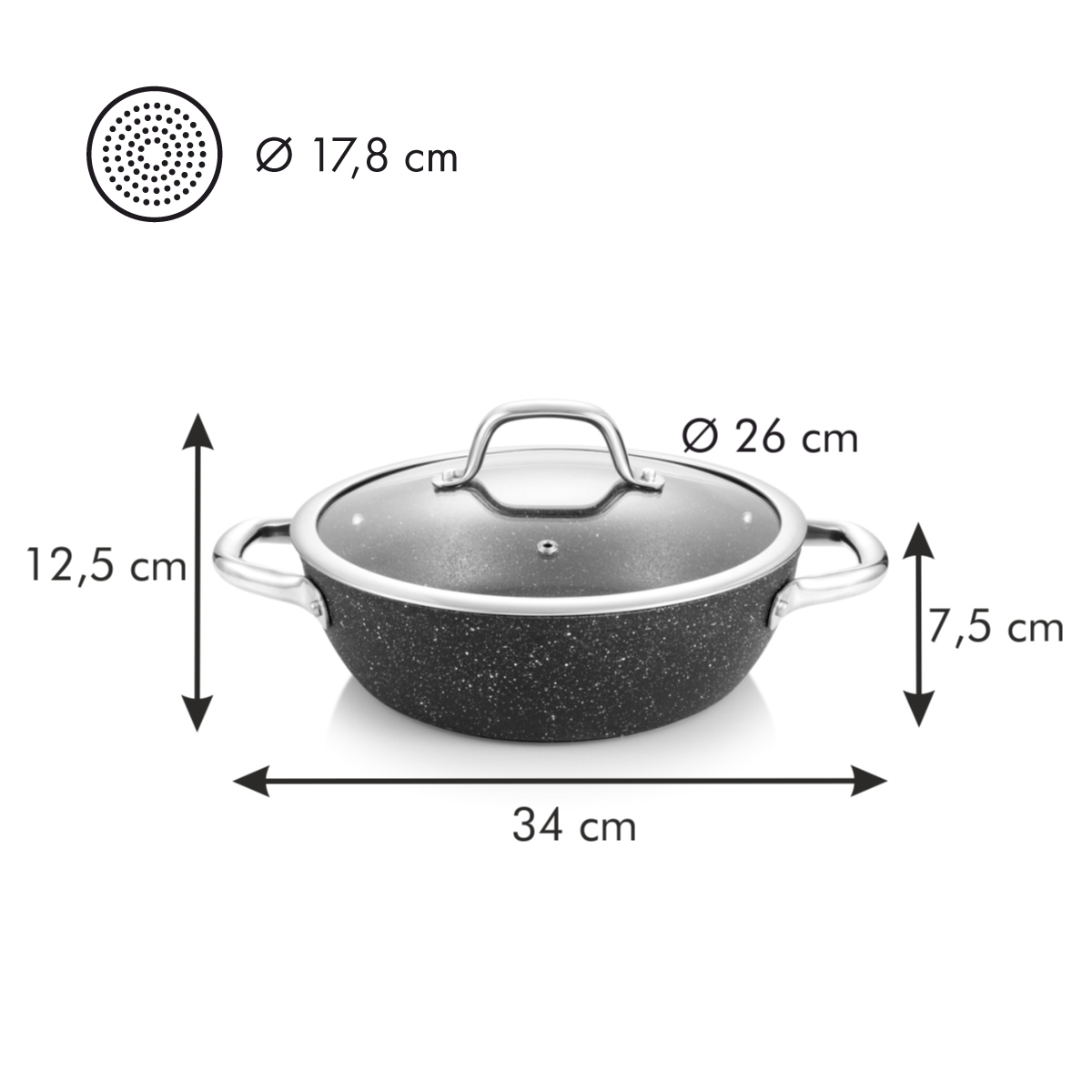Pánev hluboká PRESIDENT Stone s poklicí pr. 26 cm