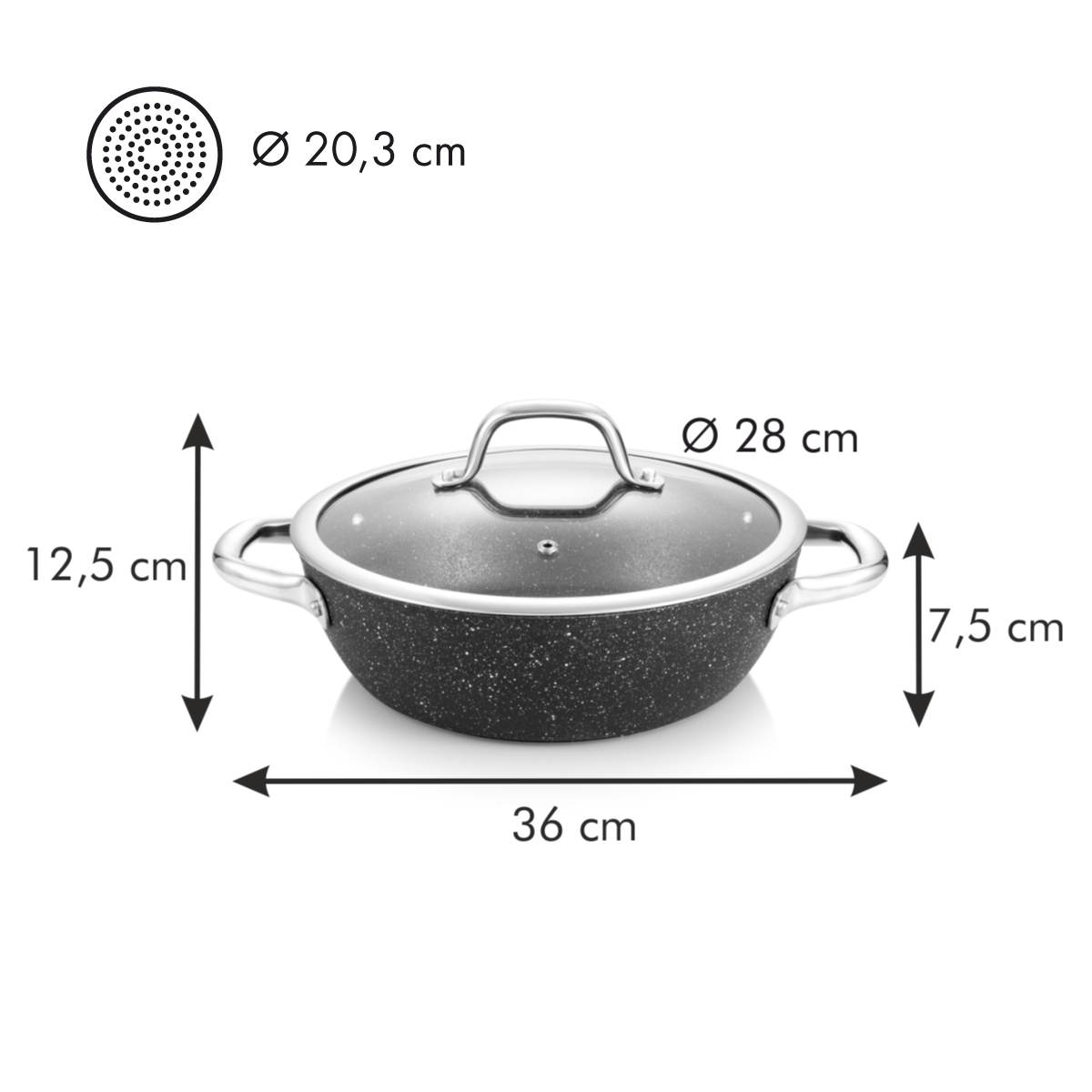 Pánev hluboká PRESIDENT Stone s poklicí pr. 28 cm
