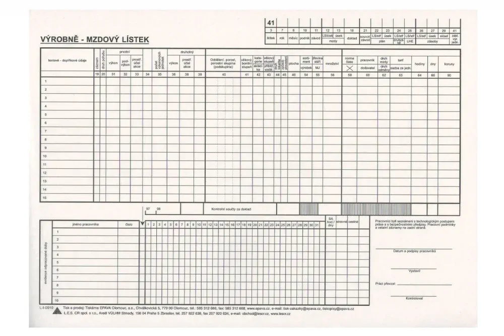 Výrobně - mzdový lístek (IT-L10010)